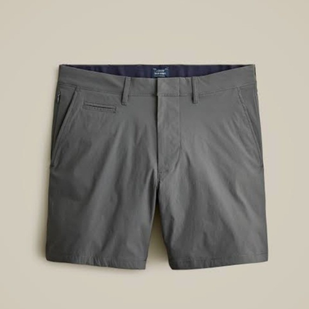 J. Crew Mens Tech Chino Shorts 38 Charcoal Grey 7 Inch Stretch Performance NWOT